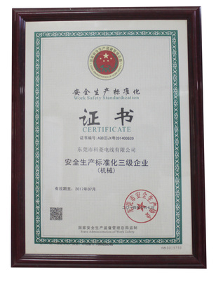 安全生产标准化证书